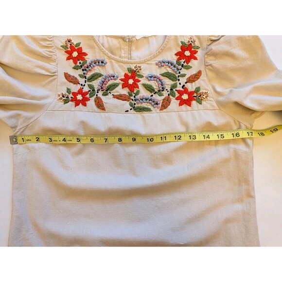 TULAROSA Floral Linen Blend Mini Dress Sz XS Peasant Cottage Boho Chic Coquette - Picture 3 of 14